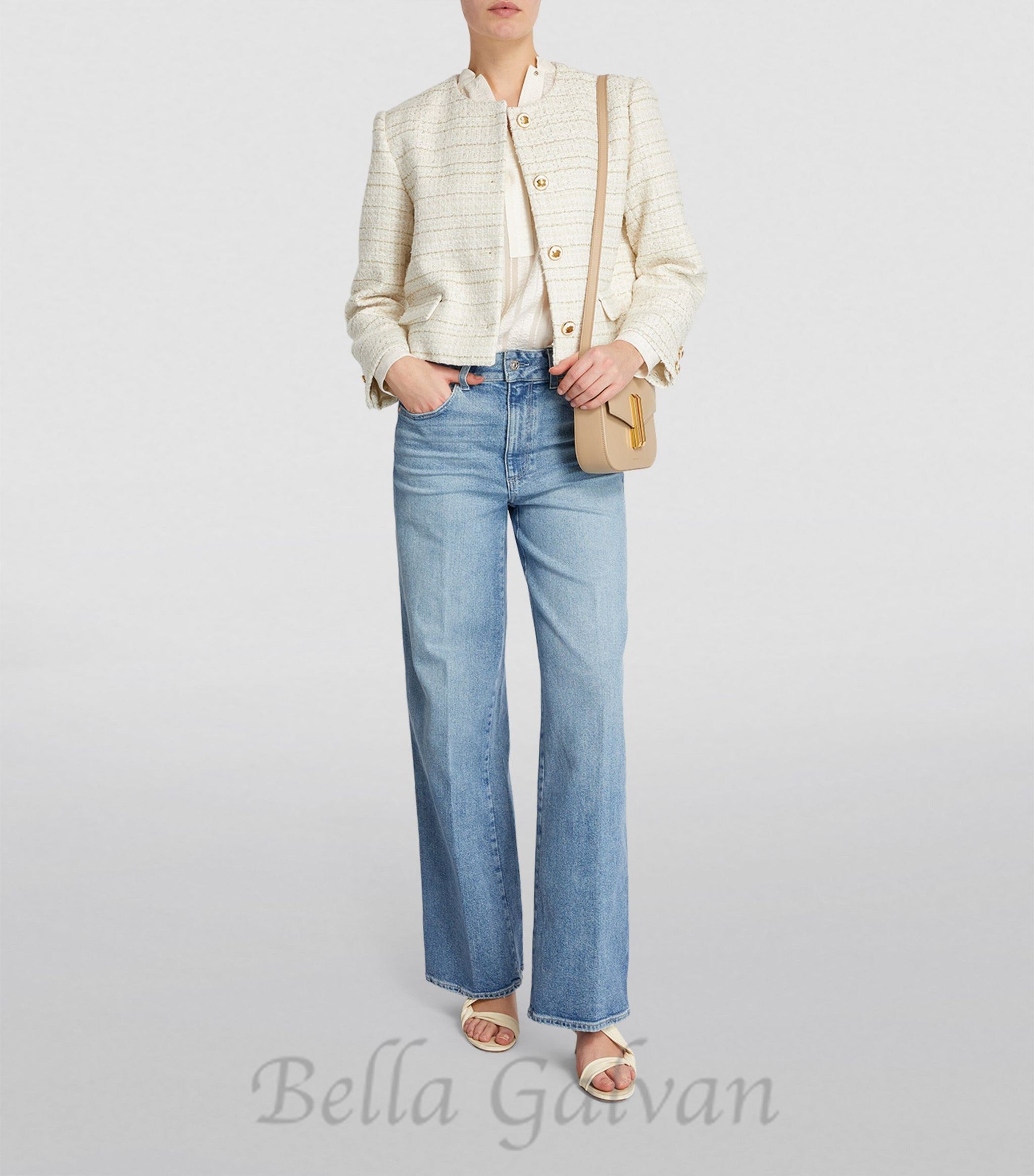 Flowering Girl Women Zally Cropped Tweed Jacket in ecru