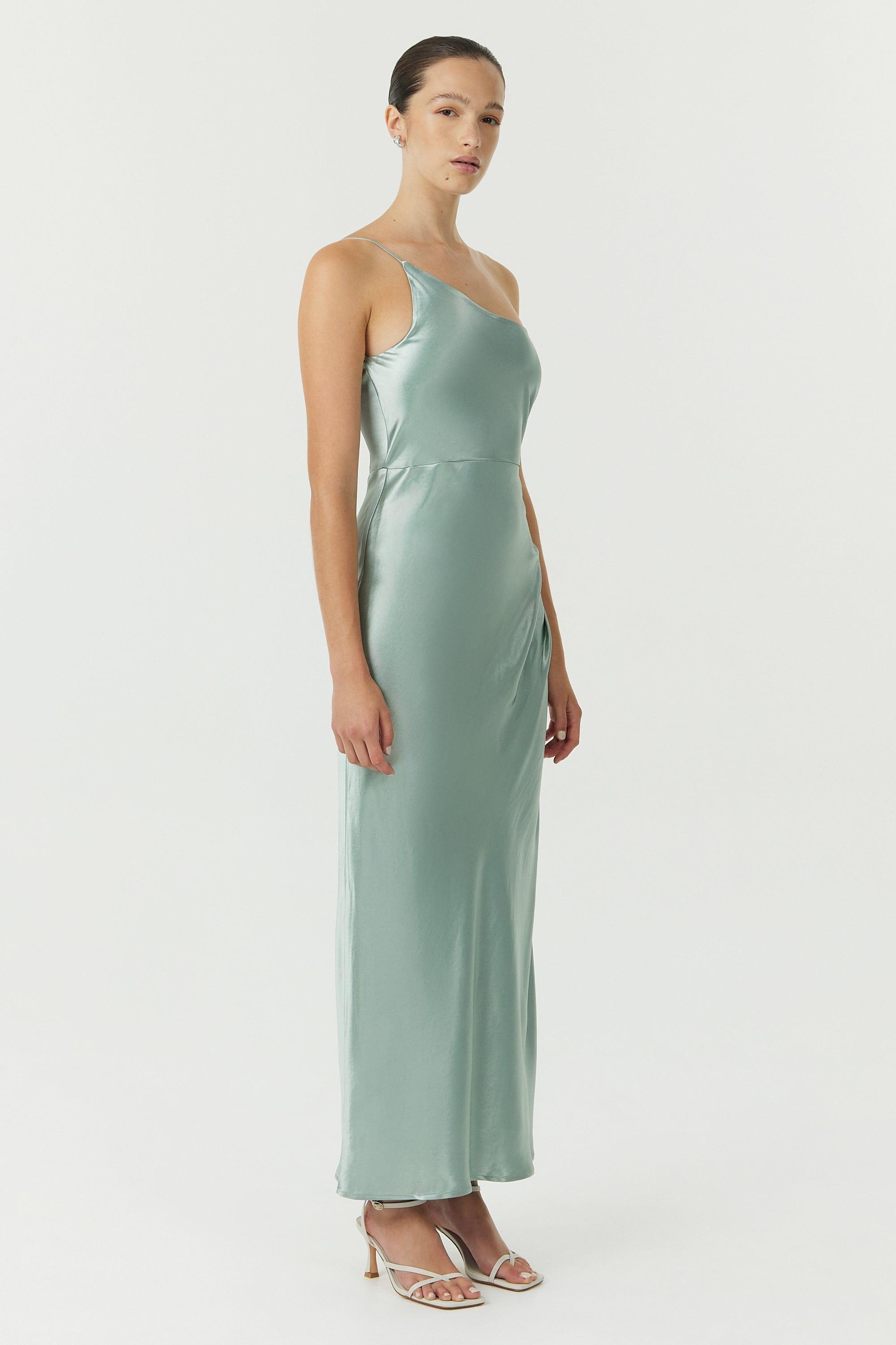 Flowering Girl Women Satin Gather One Shoulder Dress | Wave