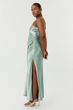 Flowering Girl Women Satin Gather One Shoulder Dress | Wave
