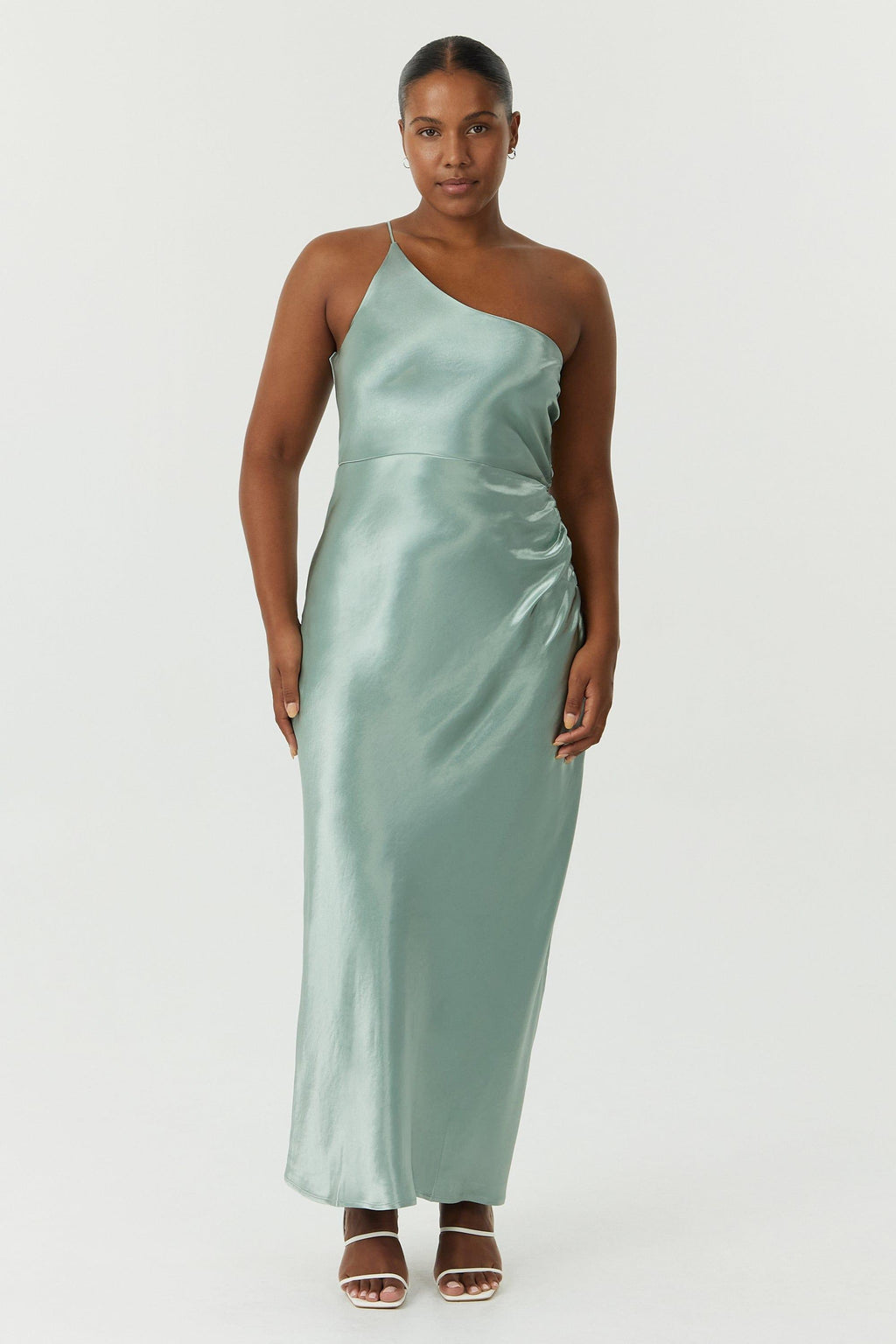 Flowering Girl Women Satin Gather One Shoulder Dress | Wave