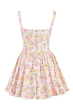 Flowering Girl Women Pink Meadow Print Cotton Mini Dress