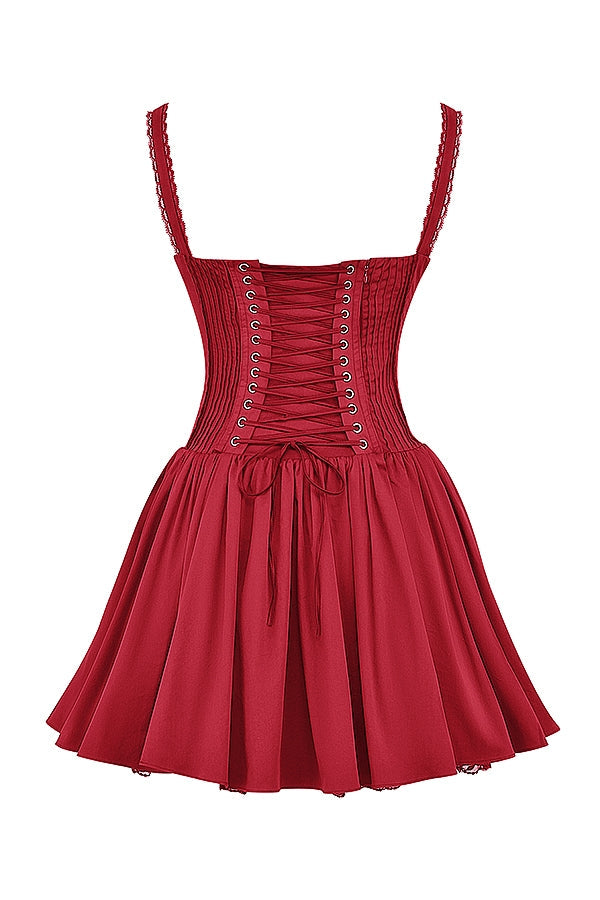 Flowering Girl Women corset strap mini dress in red