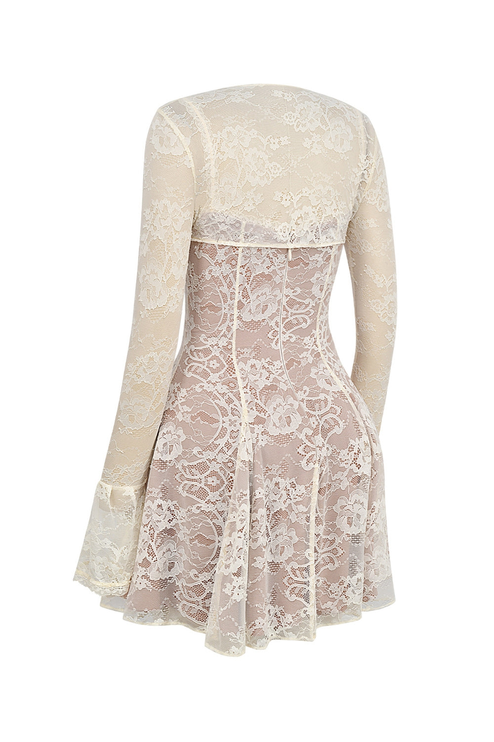 Flowering Girl Women vintage cream lace mini dress