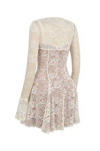 Flowering Girl Women vintage cream lace mini dress