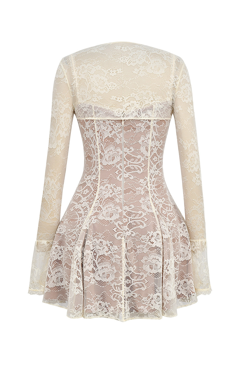 Flowering Girl Women vintage cream lace mini dress