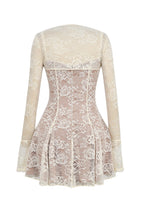 Flowering Girl Women vintage cream lace mini dress