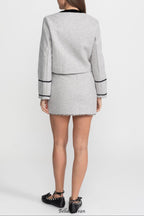 amy Grey  Co-Ord Set with Velvet Bow Collar Detail