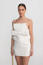vicky white Strapless Mini Dress With Oversized Bow Waist