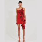 Flowering Girl Women amelia sequin ruffle red mini dress