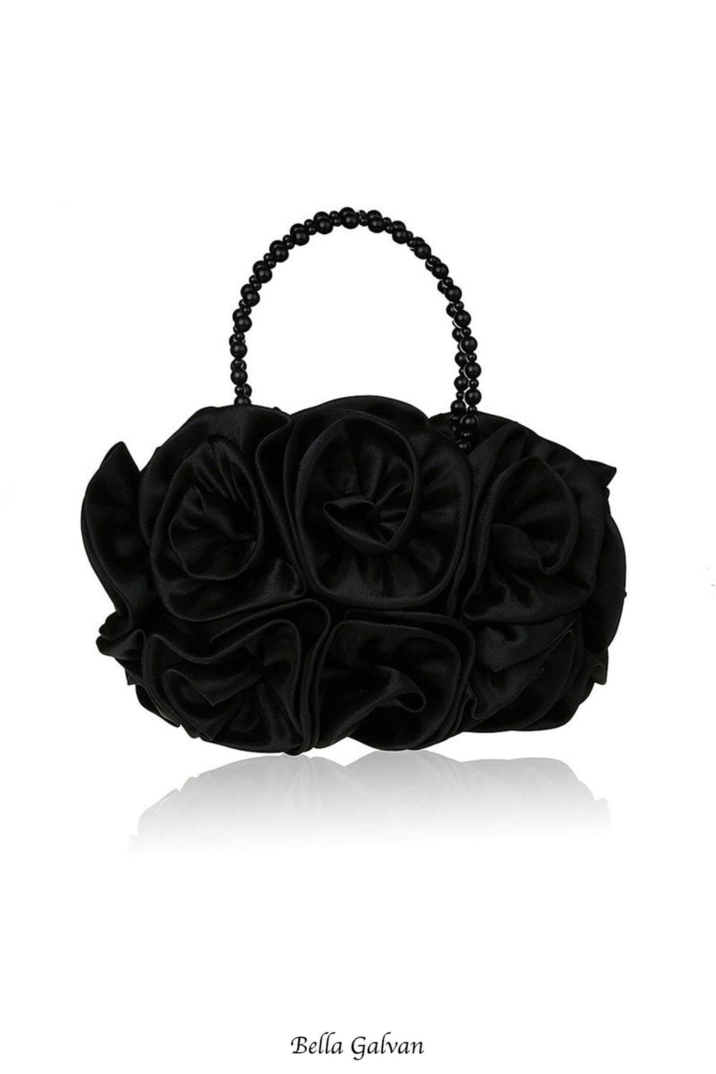 Flowering Girl Women Satin Rosettes Pearl Handbag