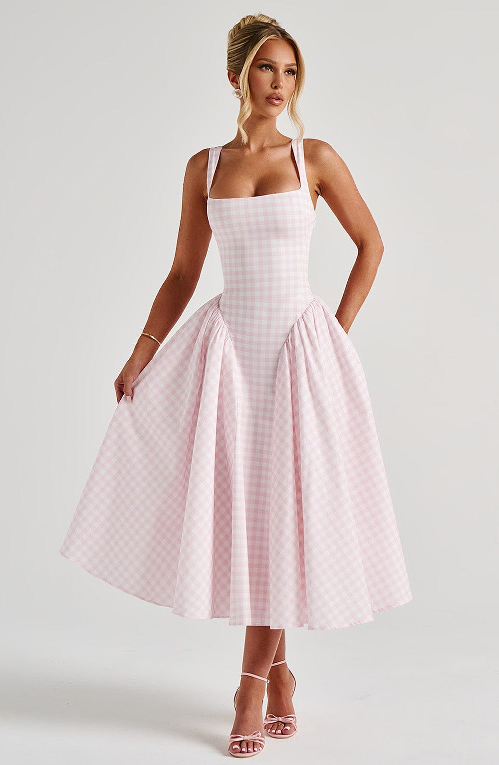 Flowering Girl Women Sherrie Midi Dress - Blush Gingham