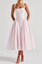 Flowering Girl Women Sherrie Midi Dress - Blush Gingham