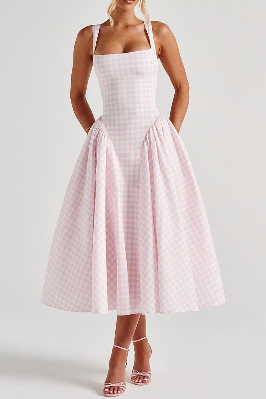 Flowering Girl Women Sherrie Midi Dress - Blush Gingham
