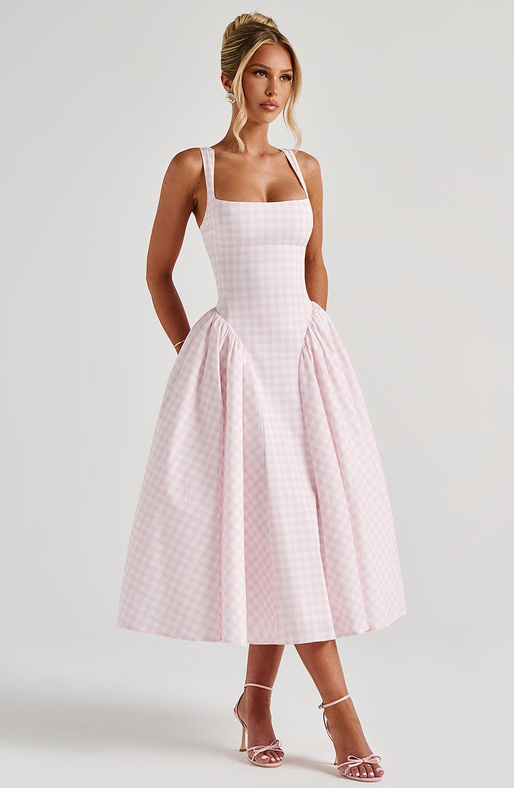 Flowering Girl Women Sherrie Midi Dress - Blush Gingham