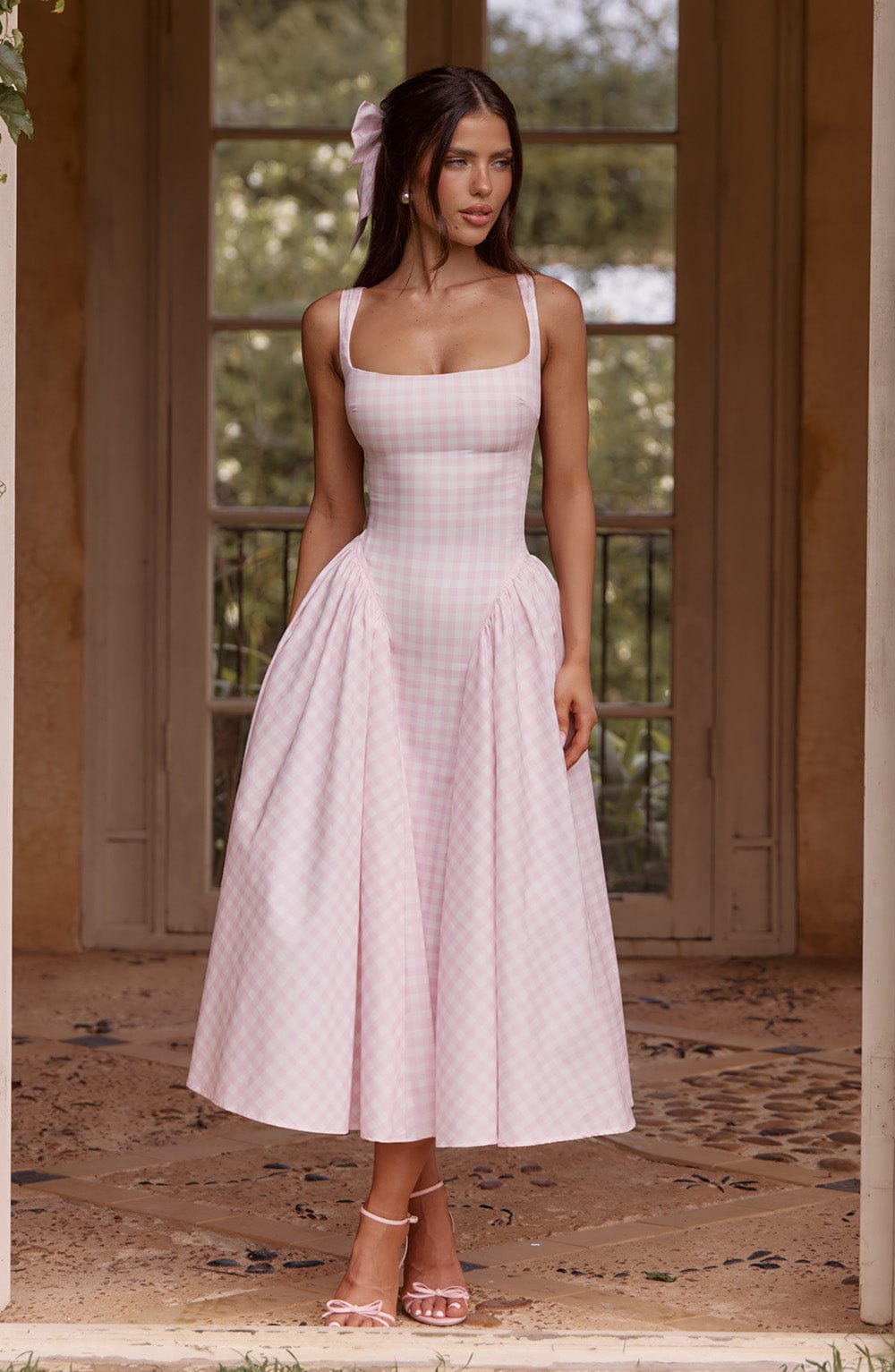 Flowering Girl Women Sherrie Midi Dress - Blush Gingham