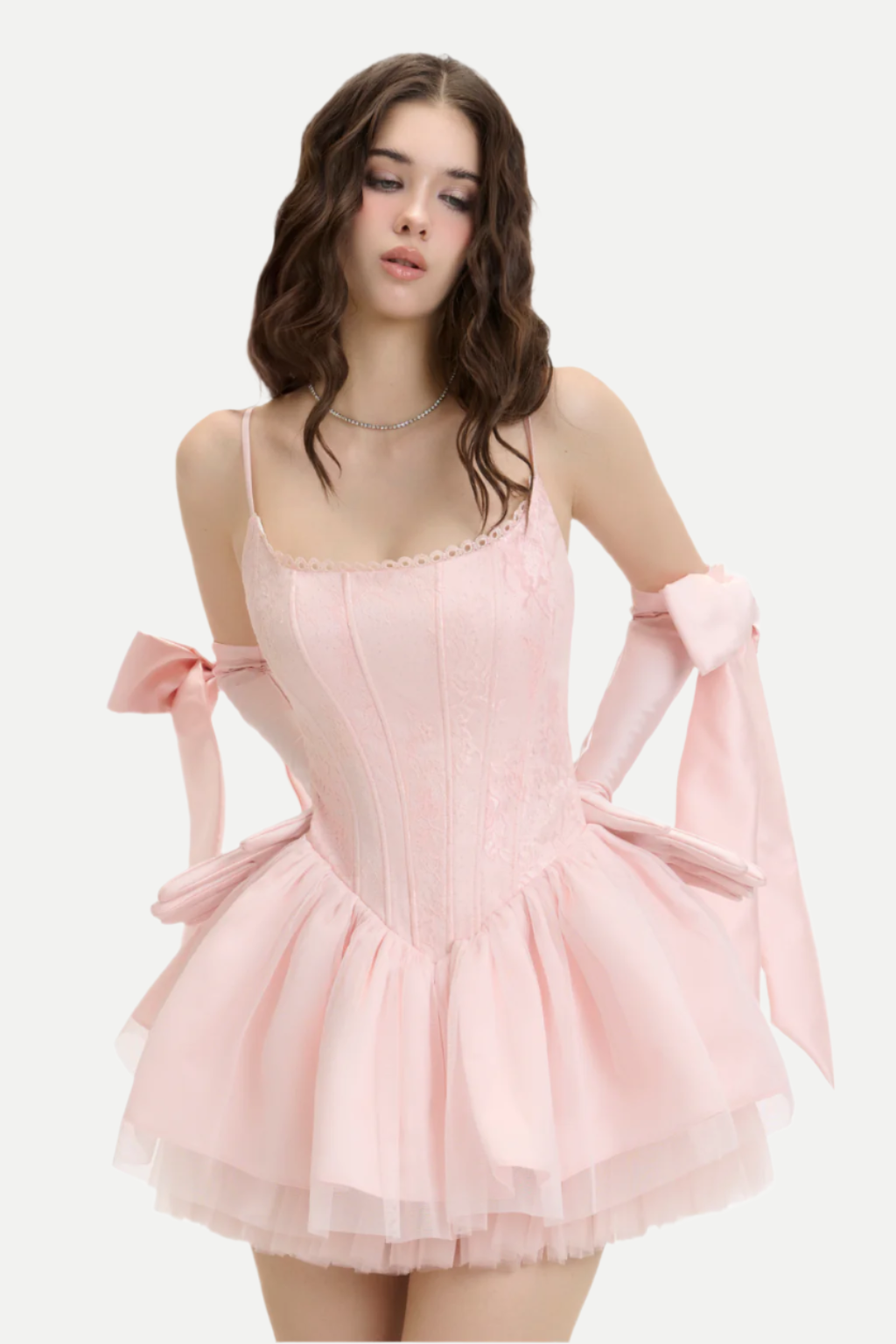celeste lace bowknot backless mini dress in pink