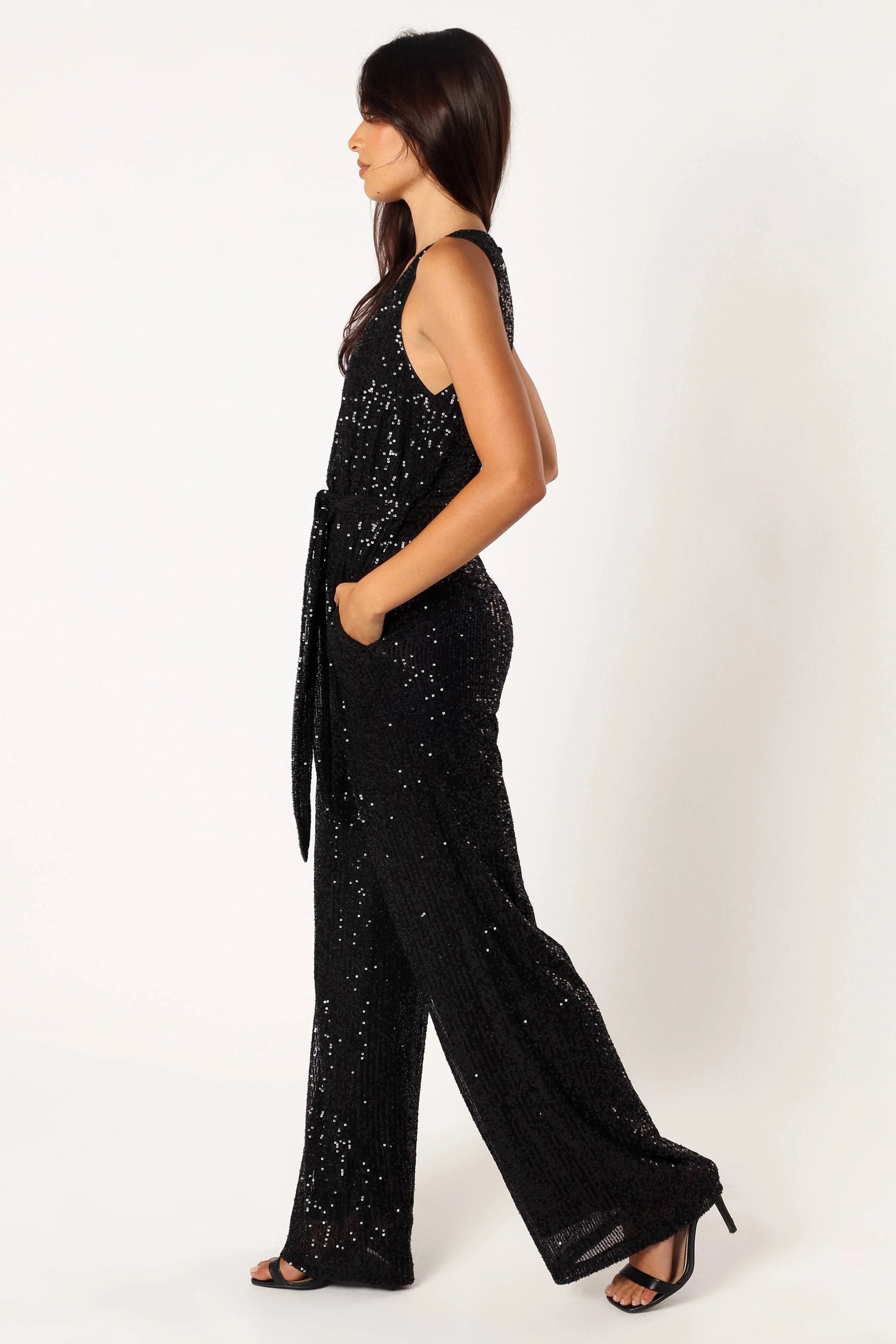 Flowering Girl Women Katherine Sequin Jumpsuit – Black