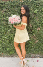 Flowering Girl Women Silvia Yellow Satin Mini Dress