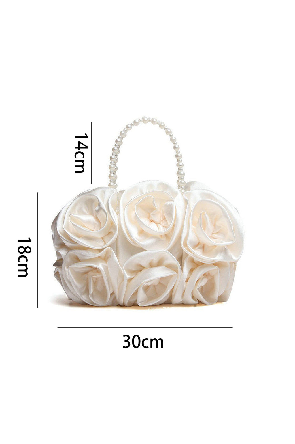 Flowering Girl Women Satin Rosettes Pearl Handbag