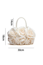 Flowering Girl Women Satin Rosettes Pearl Handbag