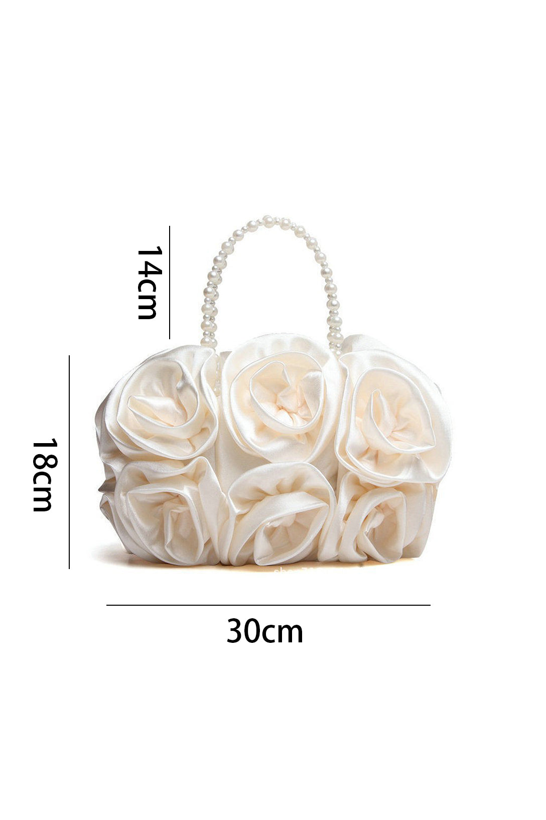 Flowering Girl Women Satin Rosettes Pearl Handbag