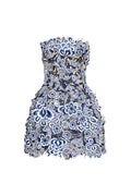Strapless Threadwork Embroidered Mini Dress