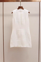 Cream Boucle Bow Mini Dress
