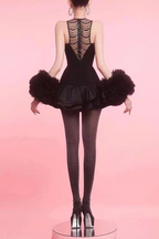 Flowering Girl Women jessica sequin tulle ruched hem mini dress in black