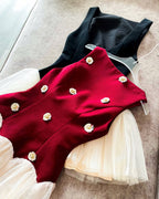 beryl 3D flower patchwork tulle mini dress in red