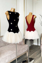 Flowering Girl Women Beryl 3D Flower Patchwork Tulle Mini Dress In Red