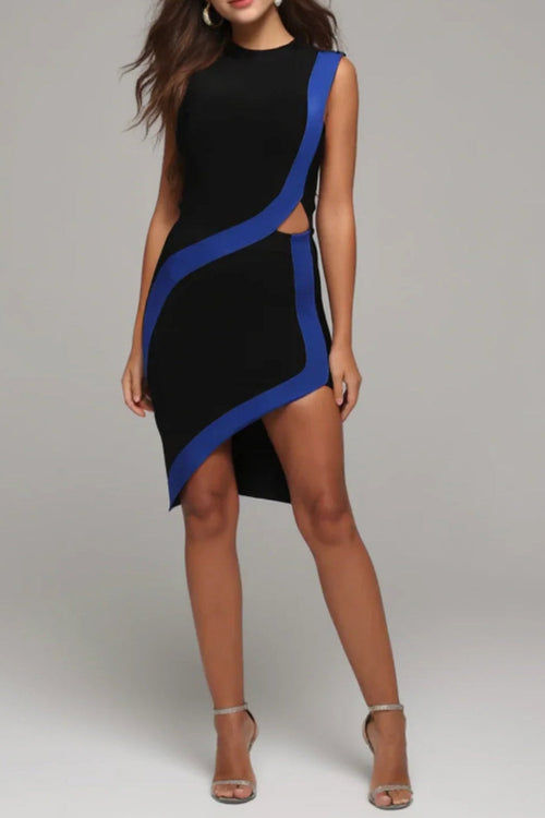 Flowering Girl Women April Two-Tone Slit Bodycon Bandage Mini Dress