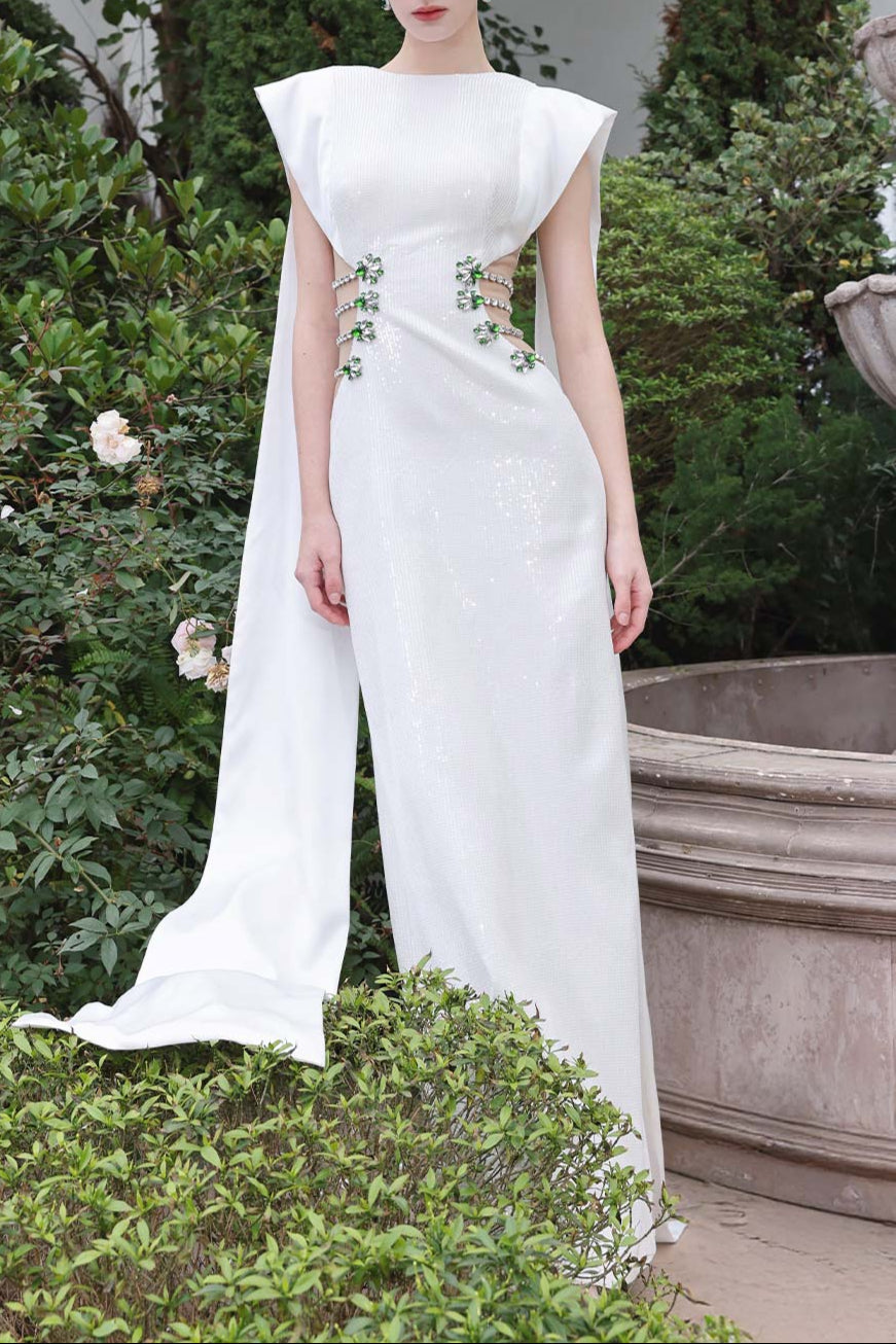 Flowering Girl Women Stunner Sheath Symmetric Flap Sequin Maxi Dress