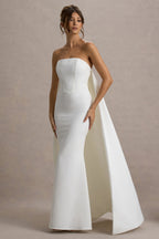 Flowering Girl Women She's Trouble | White Bandeau Maxi Dress With Cape