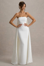 Flowering Girl Women She's Trouble | White Bandeau Maxi Dress With Cape