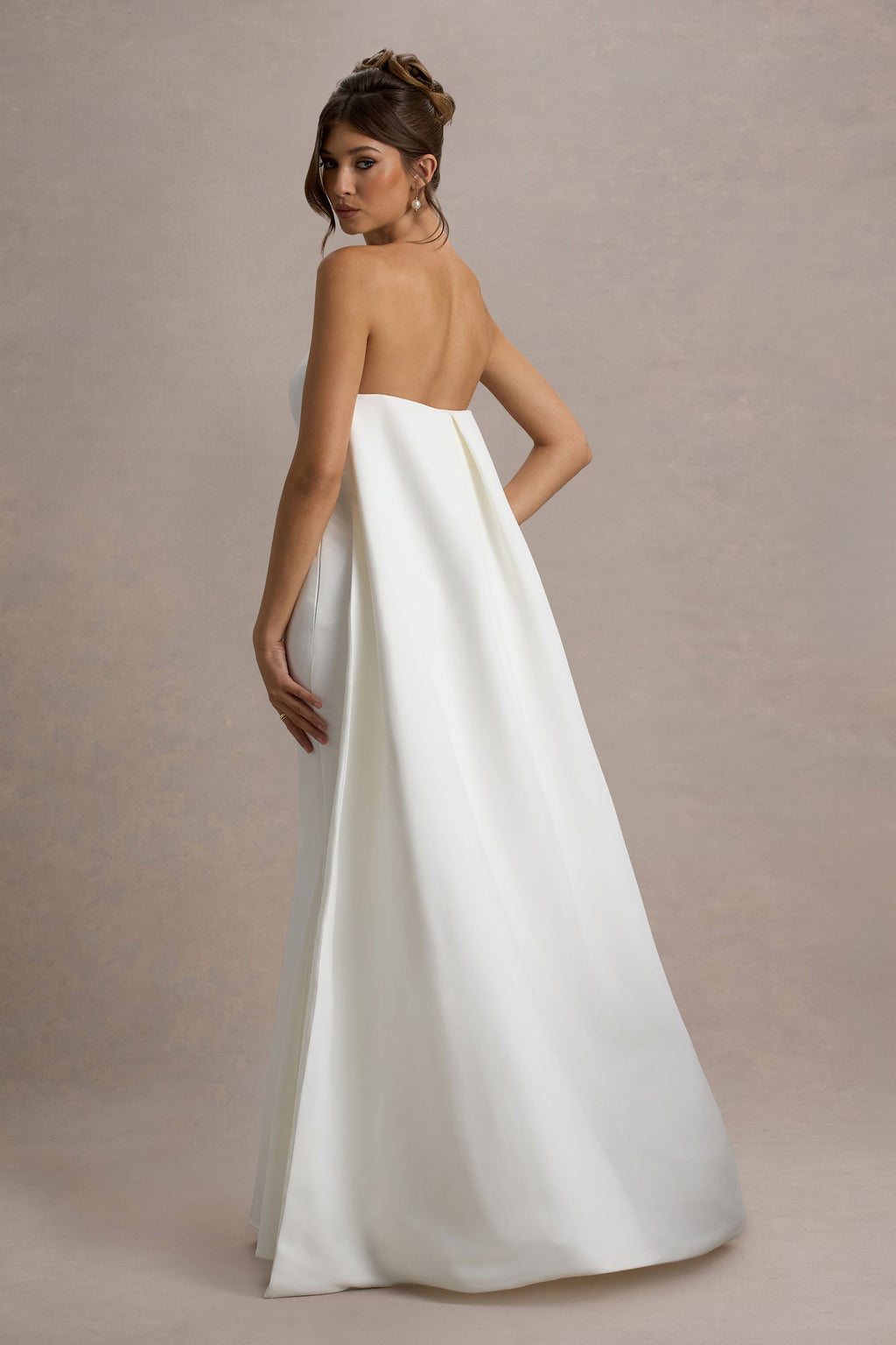 Flowering Girl Women She's Trouble | White Bandeau Maxi Dress With Cape