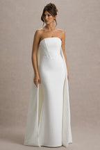 Flowering Girl Women She's Trouble | White Bandeau Maxi Dress With Cape