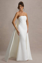 Flowering Girl Women She's Trouble | White Bandeau Maxi Dress With Cape