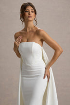Flowering Girl Women She's Trouble | White Bandeau Maxi Dress With Cape
