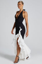 Flowering Girl Women Veronique ruffle hem Maxi Dress in Black