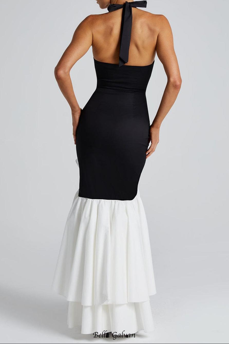 Flowering Girl Women Veronique ruffle hem Maxi Dress in Black