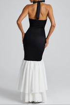 Flowering Girl Women Veronique ruffle hem Maxi Dress in Black