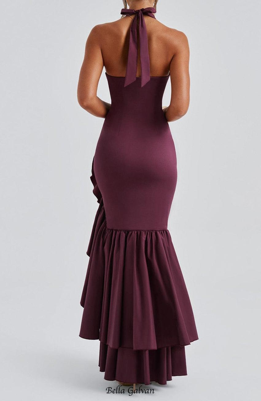 Flowering Girl Women Veronique ruffle hem Maxi Dress in Cherry Lacquer
