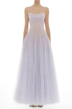 carol Draped Lace Maxi Dress in Violet