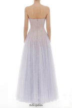 carol Draped Lace Maxi Dress in Violet