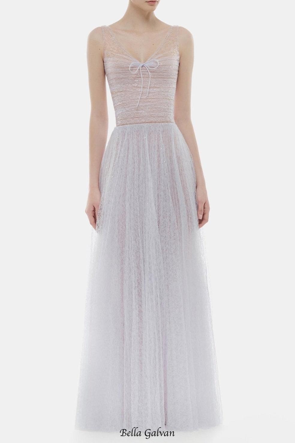 monica violet draped tulle fishbone maxi dress