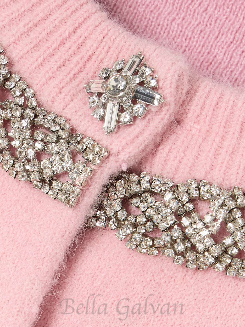 Flowering Girl Women Rhinestone-embellishment padded-shoulders knitted cardigan in pink