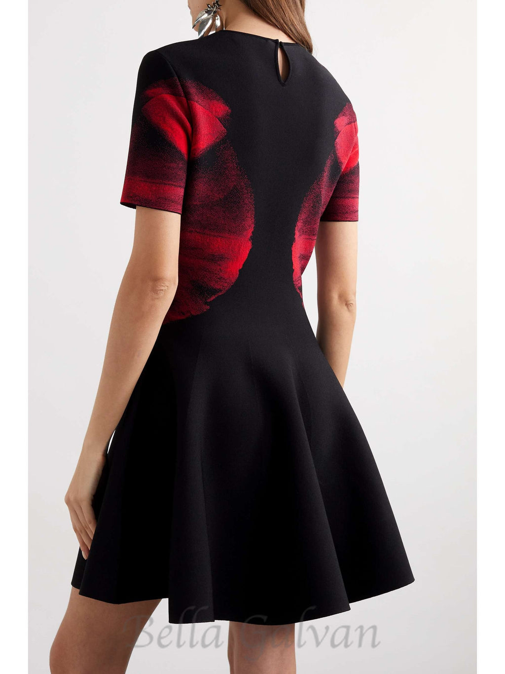 Flowering Girl Women Jacquard-knit mini dress in black
