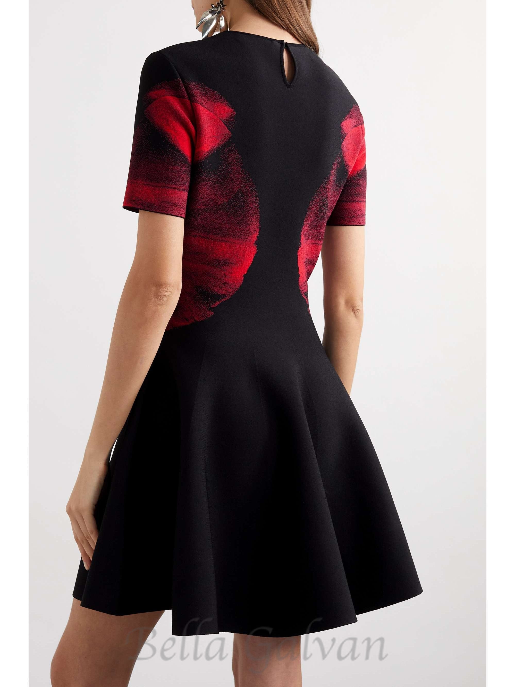 Flowering Girl Women Jacquard-knit mini dress in black