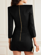 Natividad Button-Embellished Cotton-Twill Mini Dress In Black
