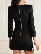 natividad Button-embellished Cotton-twill Mini Dress in black